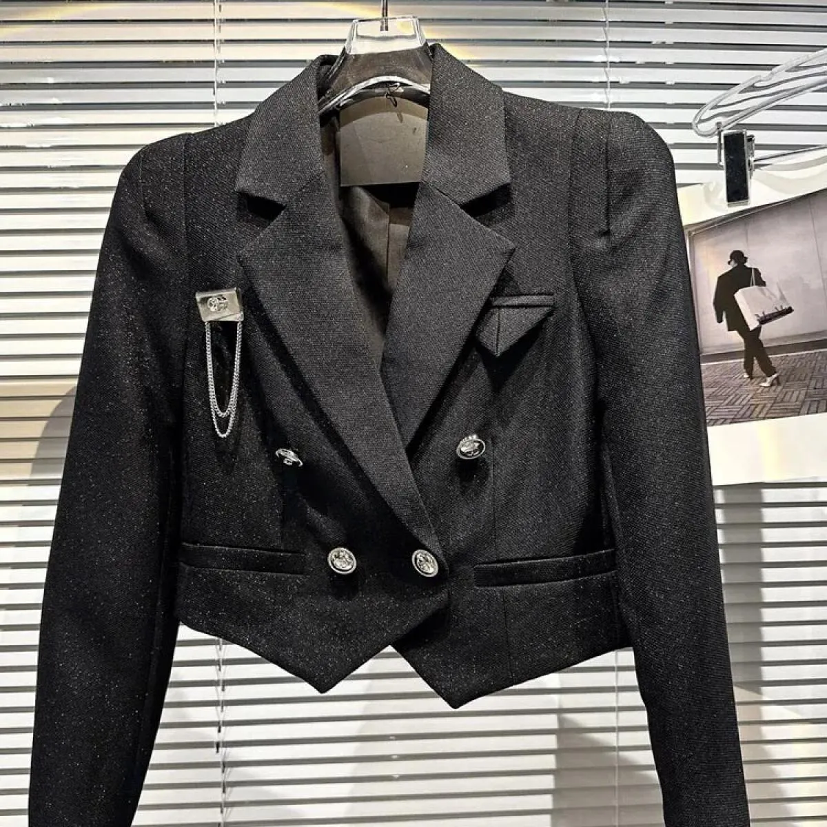 High Street Newest 2023 Autunno Inverno Designer Jacket Giacca da donna impreziosita con spilla doppiopetto