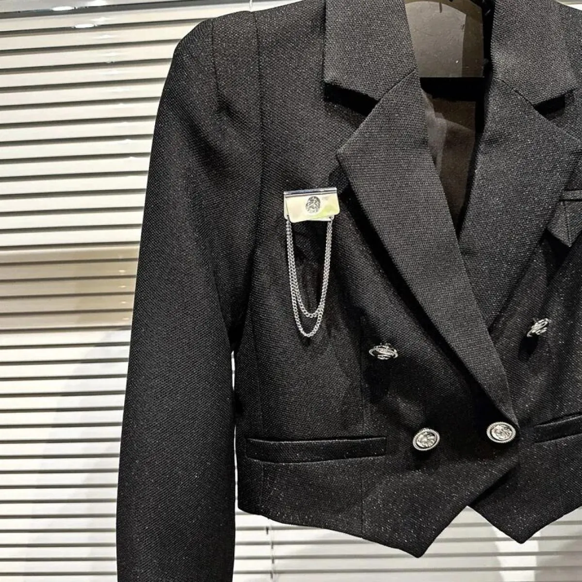 High Street Newest 2023 Autunno Inverno Designer Jacket Giacca da donna impreziosita con spilla doppiopetto
