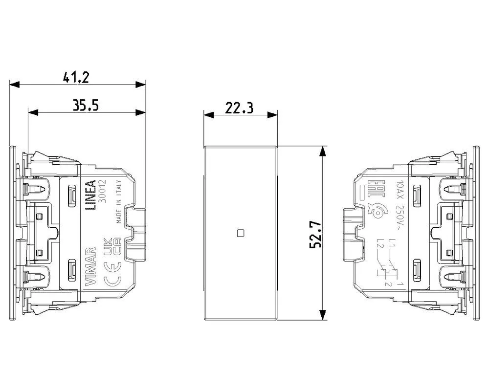 Invertitore 1P 10AX assiale nero Vimar 30012A.G