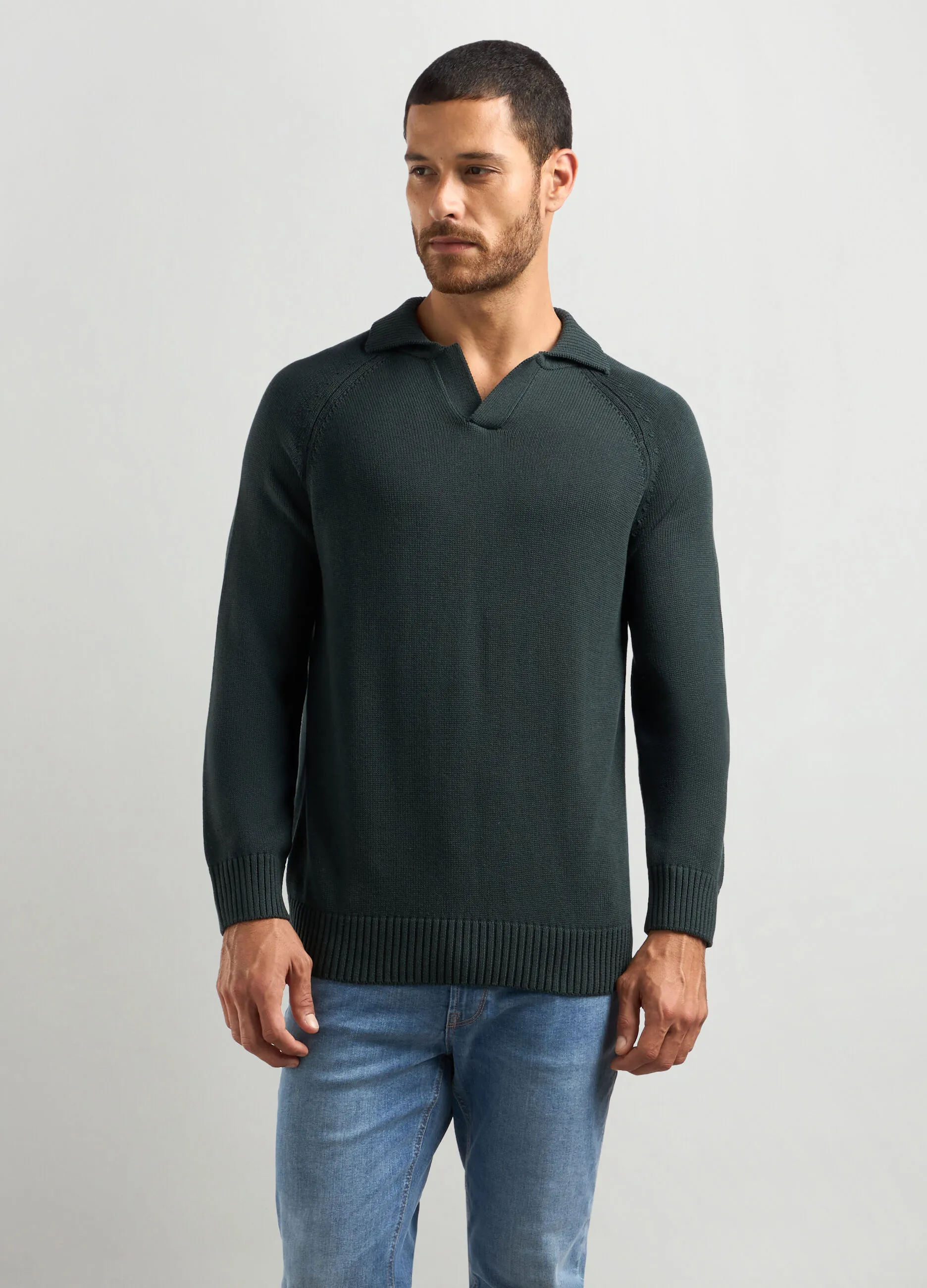 J. HART & BROS  Maglione colletto polo in misto cotone uomo