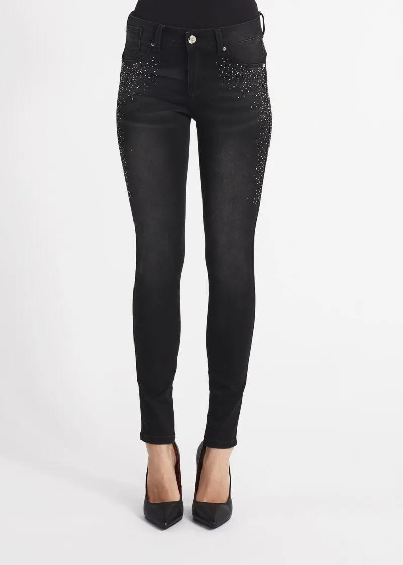 Jeans jeggings con strass