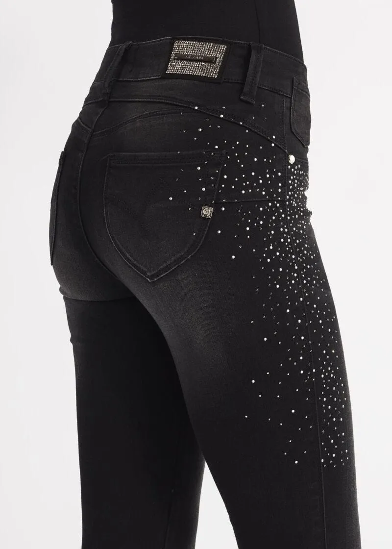 Jeans jeggings con strass