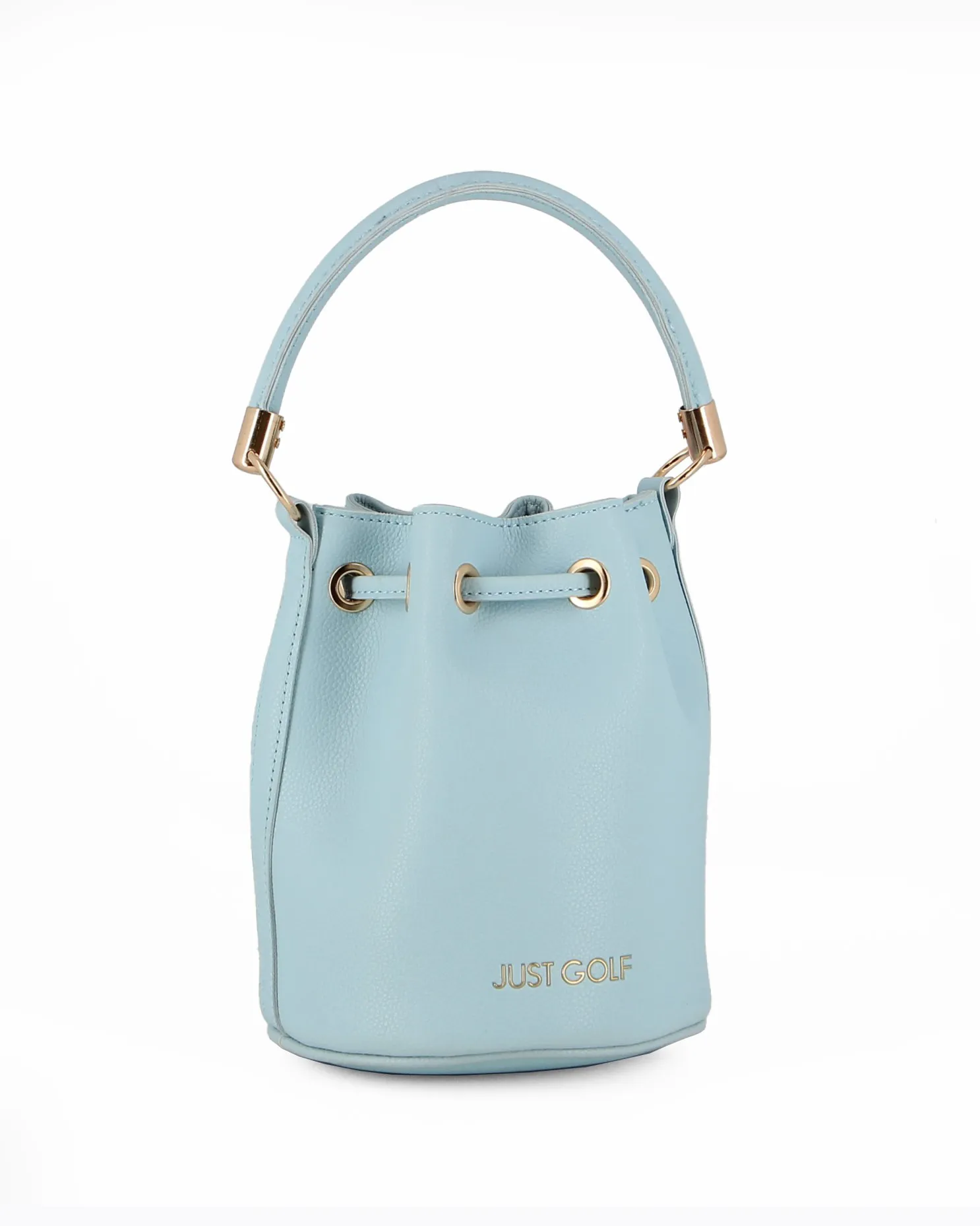 JUST GOLF - Borsa secchiello azzurra con stampa logo e chiusura a coulisse, tracolla removibile                                 