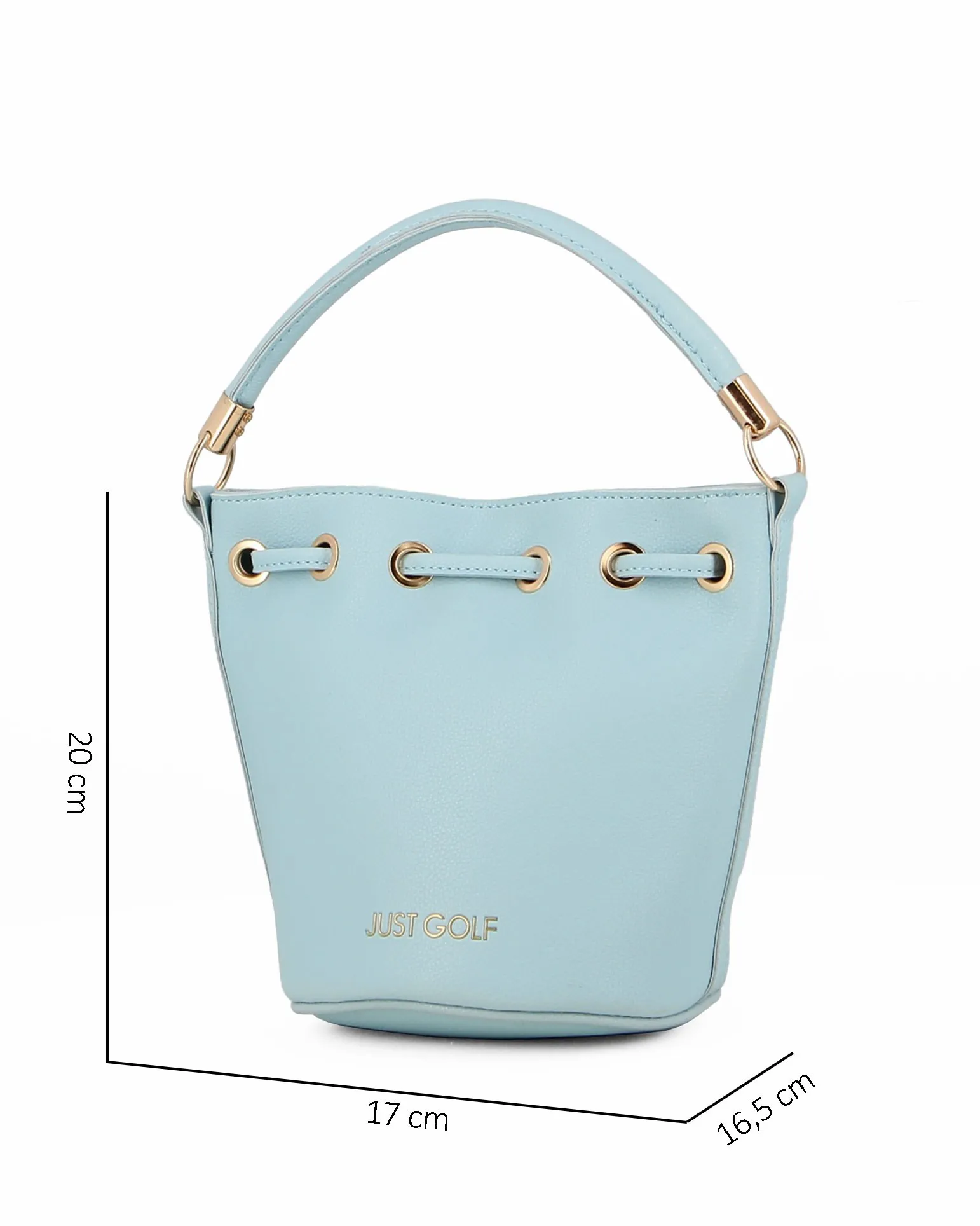 JUST GOLF - Borsa secchiello azzurra con stampa logo e chiusura a coulisse, tracolla removibile                                 
