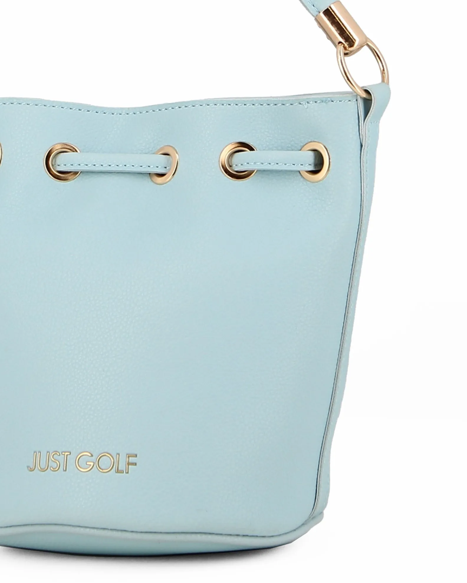 JUST GOLF - Borsa secchiello azzurra con stampa logo e chiusura a coulisse, tracolla removibile                                 