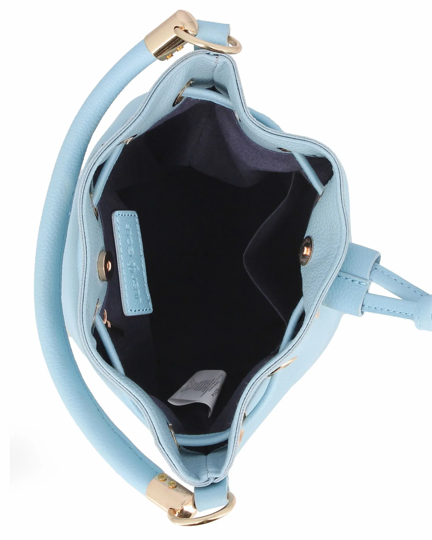 JUST GOLF - Borsa secchiello azzurra con stampa logo e chiusura a coulisse, tracolla removibile                                 