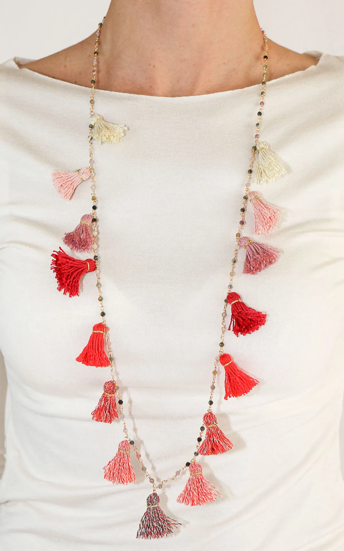 Just – Collana con nappine – Rosa/rosso
