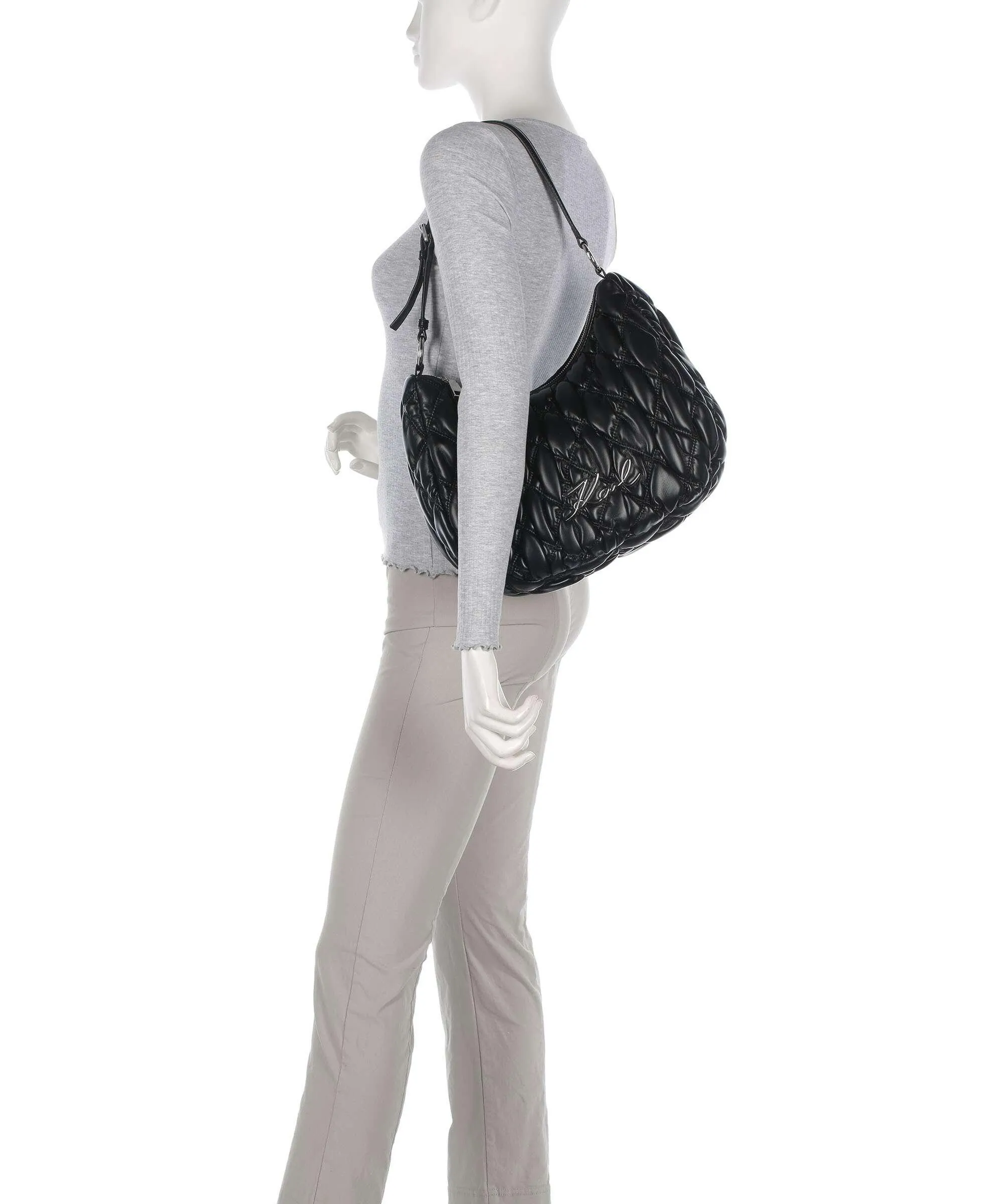  Karl Lagerfeld K/Signature Kuilt Borsa hobo poliuretano nero  