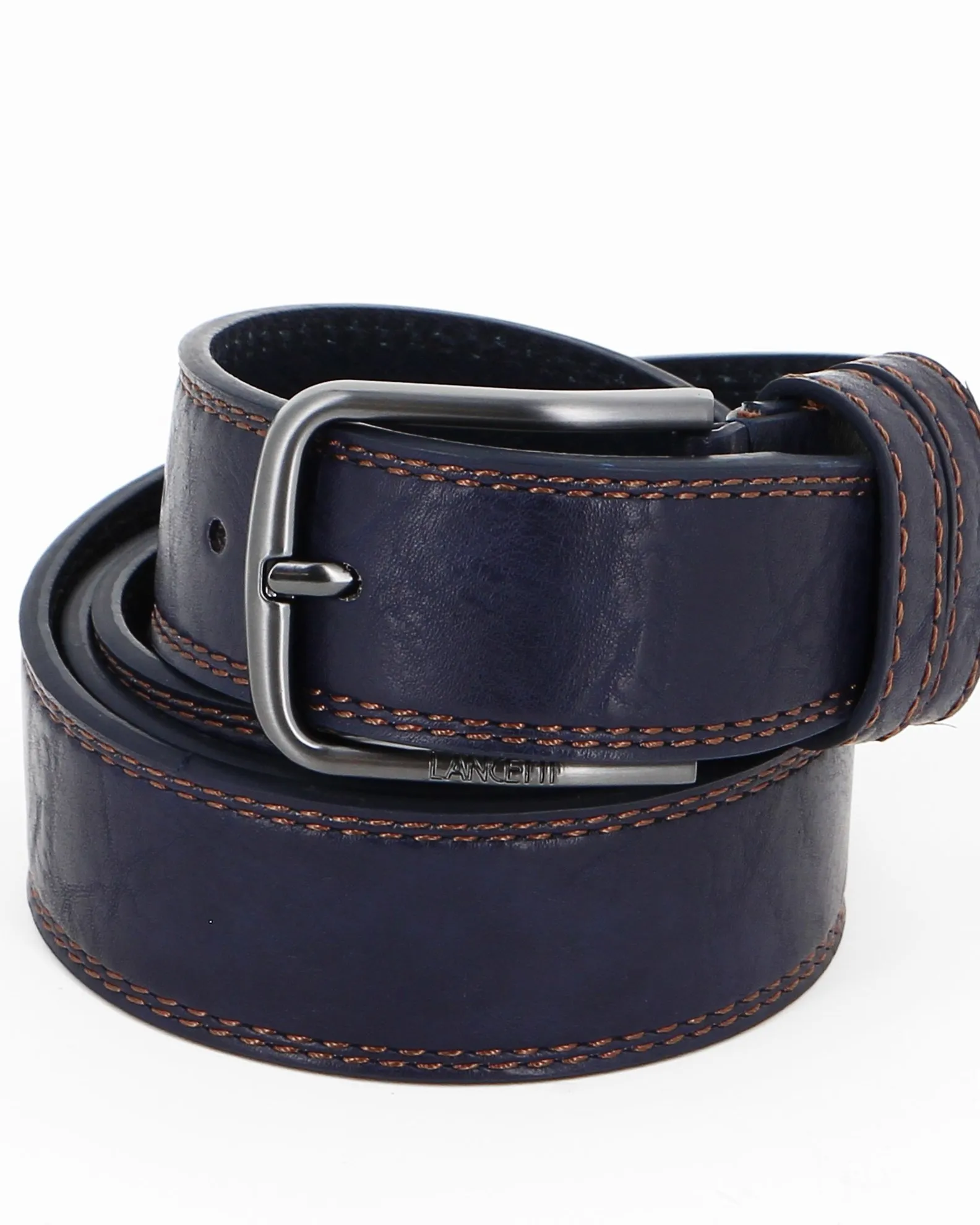 LANCETTI - Cinta da uomo blu in VERA PELLE con scatola regalo                                            Previous productLANCETT