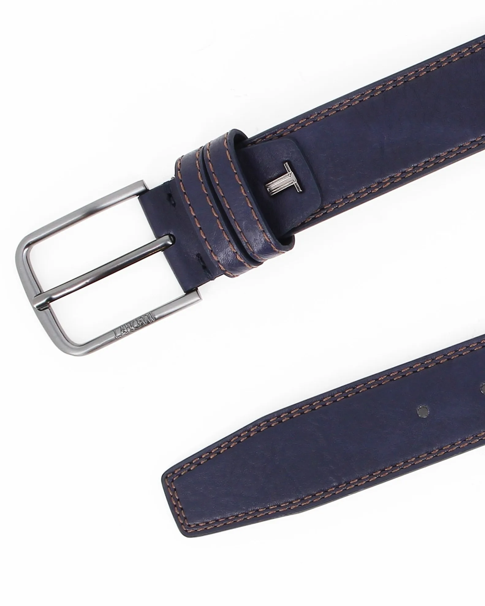 LANCETTI - Cinta da uomo blu in VERA PELLE con scatola regalo                                            Previous productLANCETT