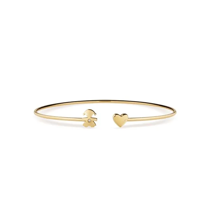 LES PETITS BRACCIALE BIMBA E CUORE ORO GIALLO E DIAMANTE