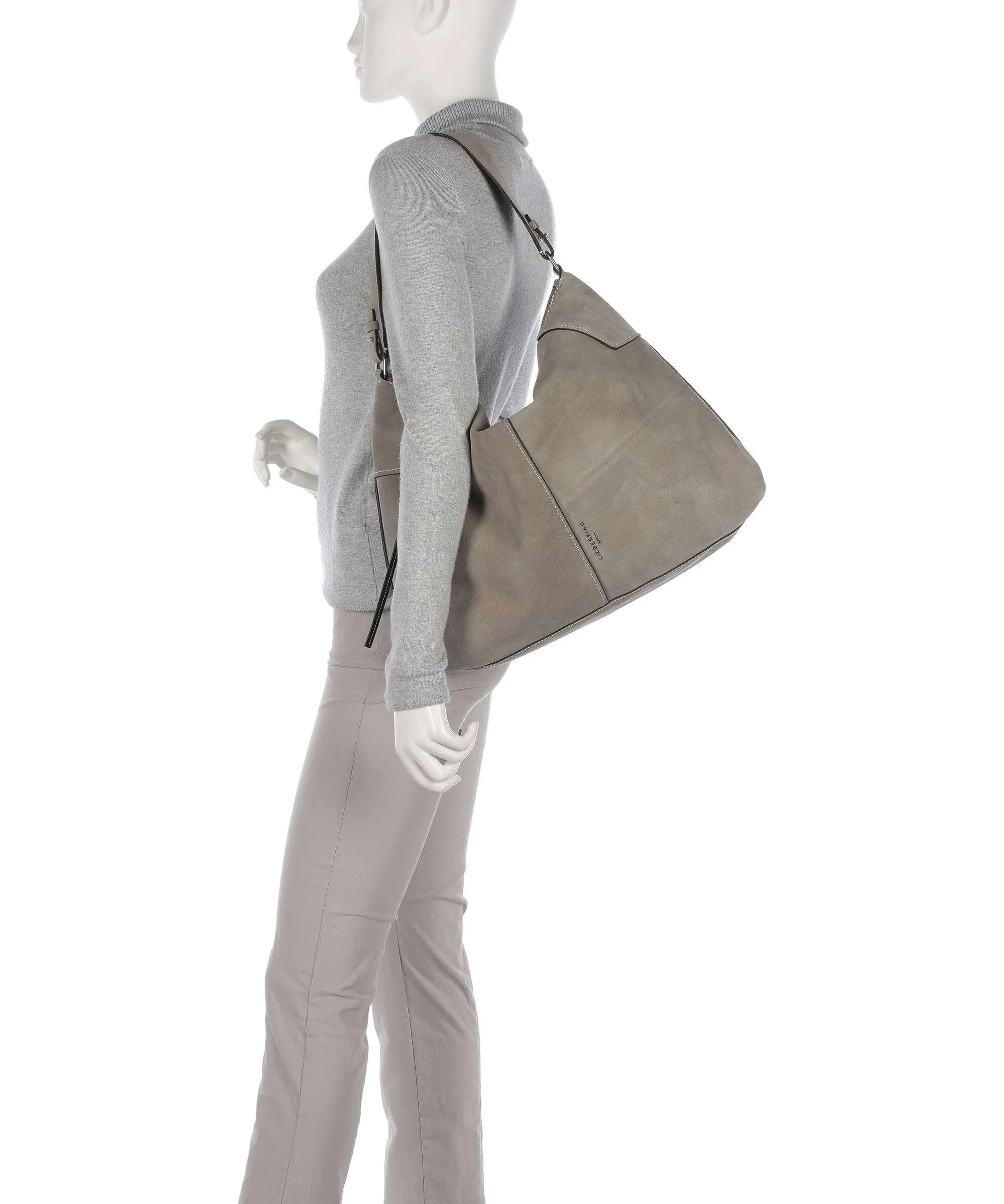  Liebeskind Mila Hydro Suede L Borsa hobo pelle ruvida grigio  