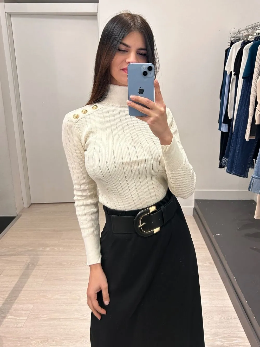 Maglia dolcevita tessuto lavorato
