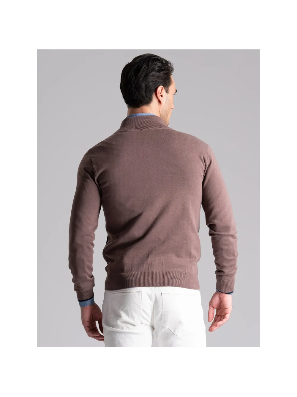 Maglia uomo full zip con lavorazione chicco di riso