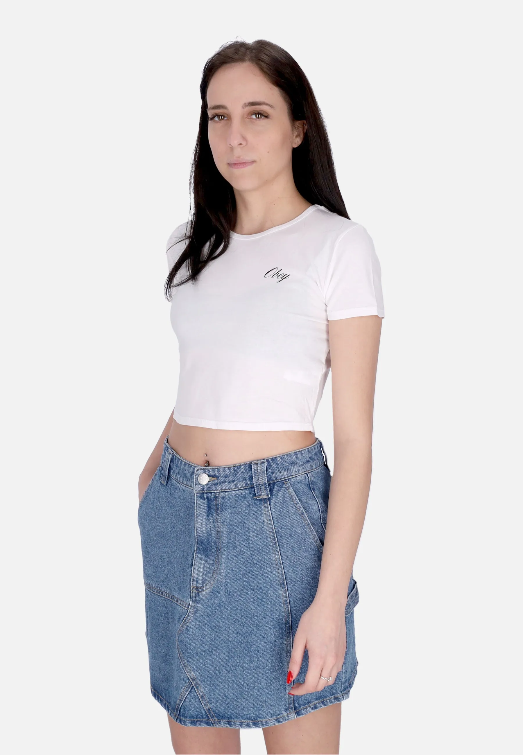 Maglietta Corta Donna W Global Studios Cropped Chloe Tee White