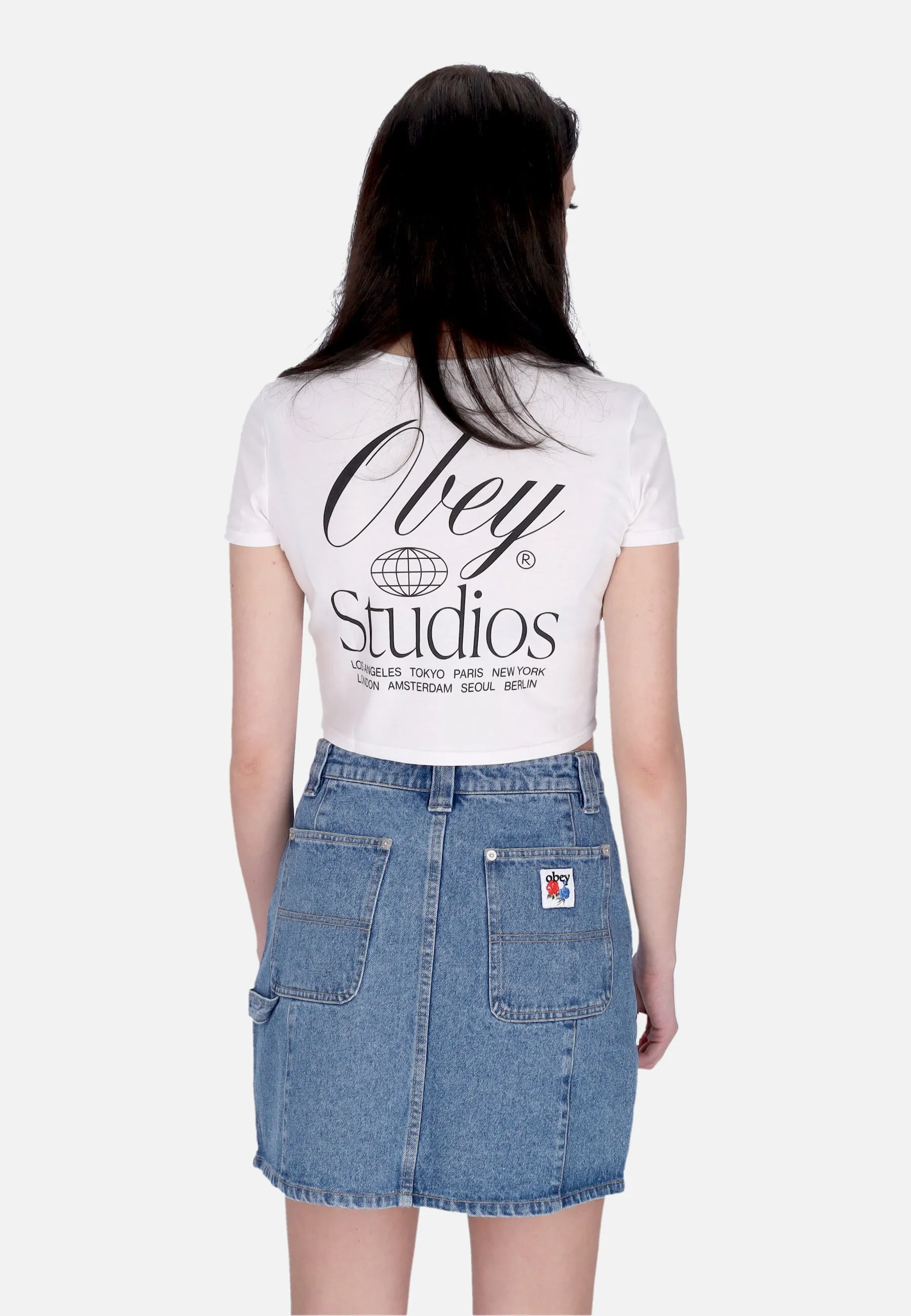 Maglietta Corta Donna W Global Studios Cropped Chloe Tee White