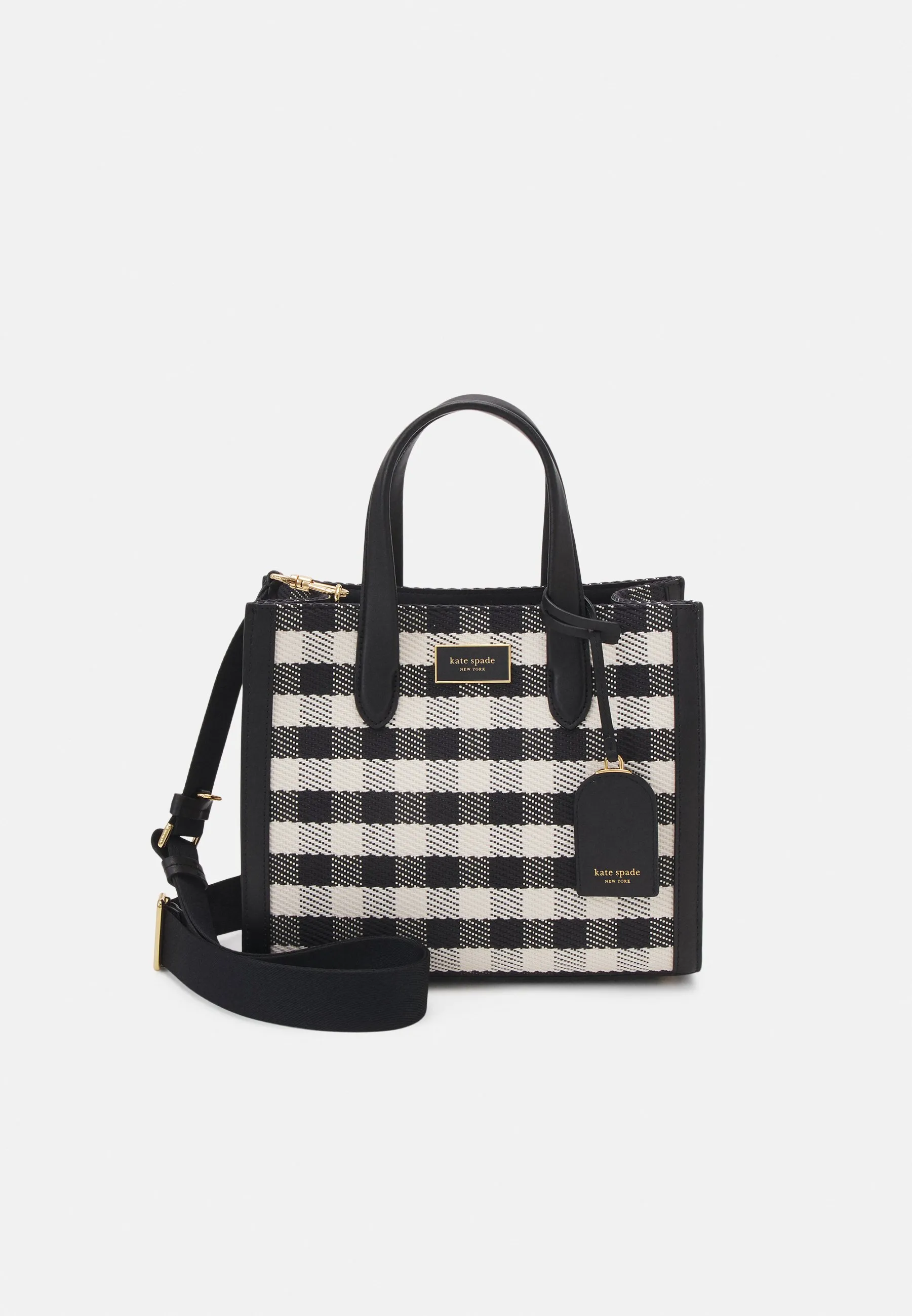 MANHATTAN GINGHAM TWEED FABRIC SMALL TOTE - Borsa a mano