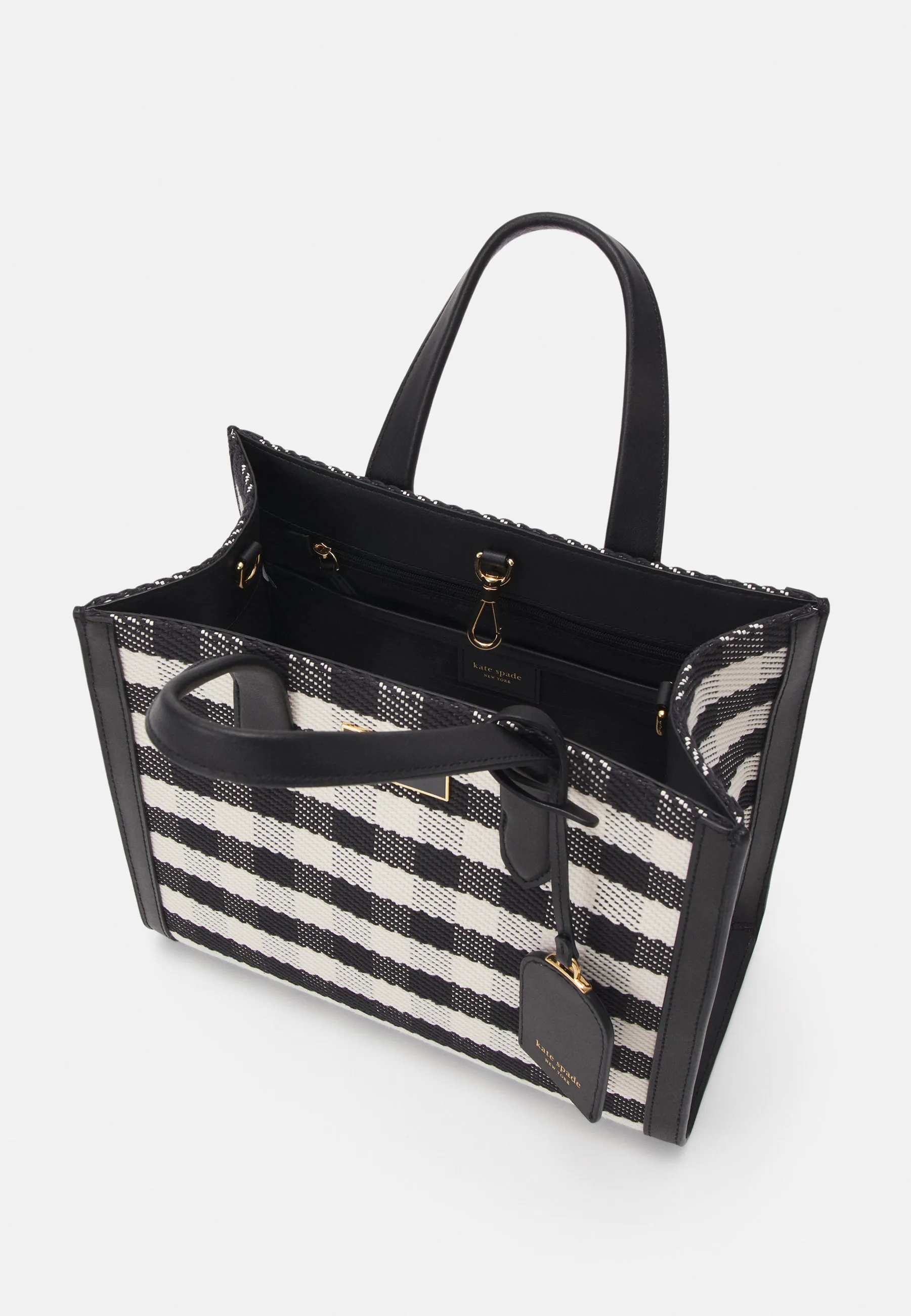MANHATTAN GINGHAM TWEED FABRIC SMALL TOTE - Borsa a mano