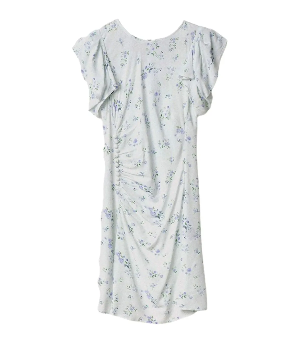 Mar de Margaritas Donna Vestito Corto Con Drappeggio E Bottoncini Karin Fantasia Liberty