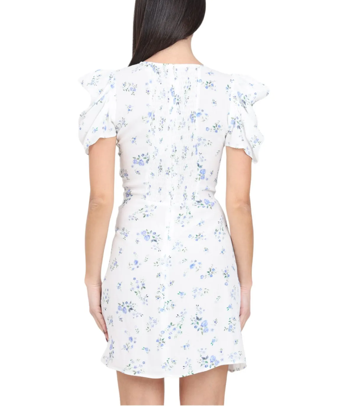 Mar de Margaritas Donna Vestito Corto Con Drappeggio E Bottoncini Karin Fantasia Liberty