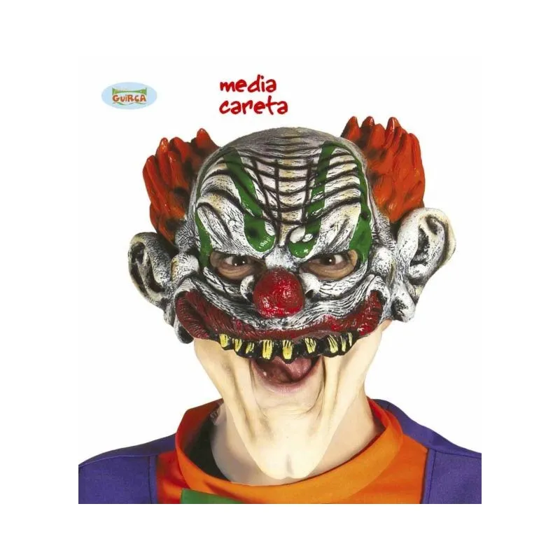 MASCHERA MOSTRO CLOWN JOKER PAGLIACCIO TERROR IN GOMMA PER TRAVESTIMENTI DI HALLOWEEN CARNEVALE E SPETTACOLI HORROR