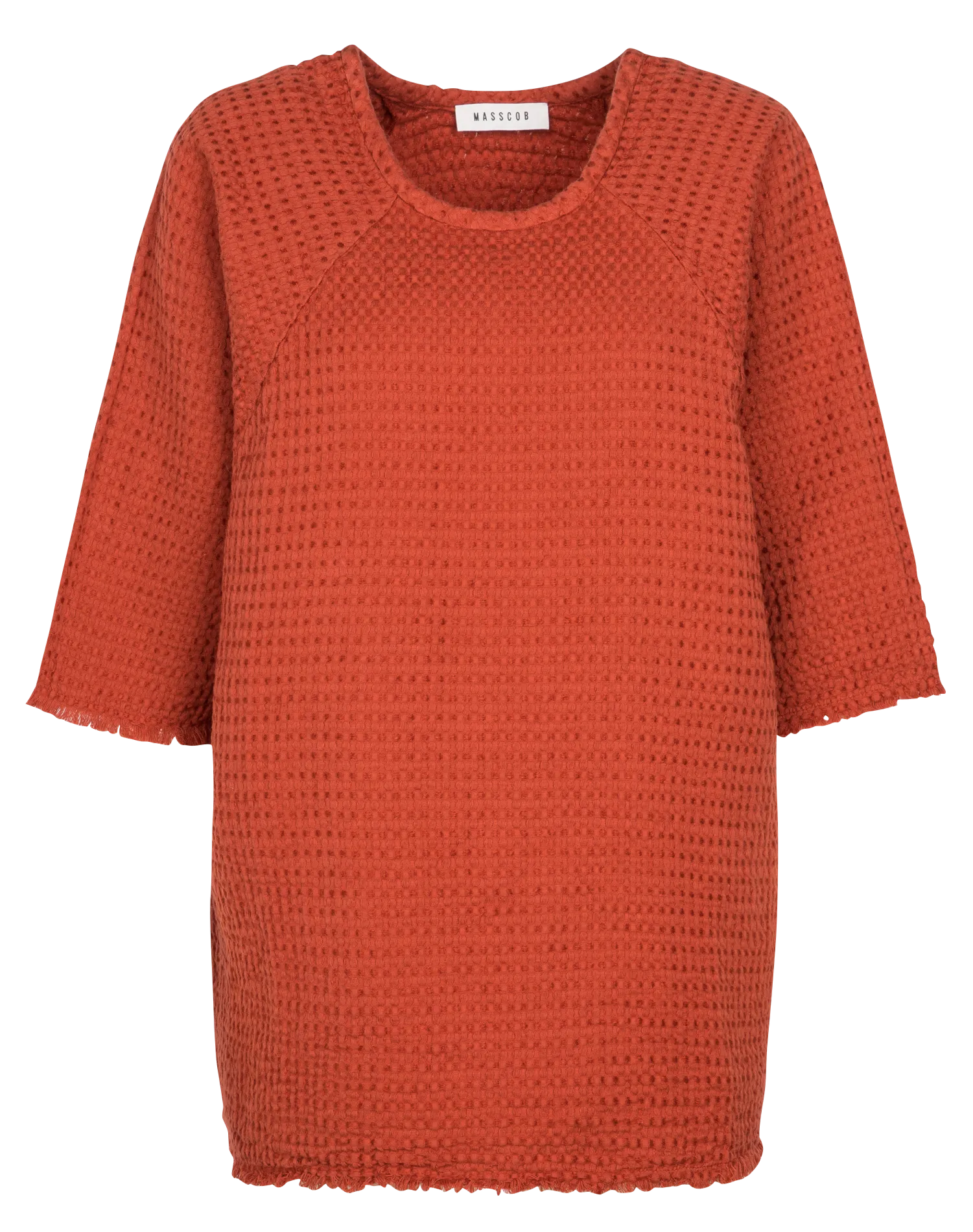  MASSCOB   COVA - Top scollo tondo in cotone e lino | Rosso