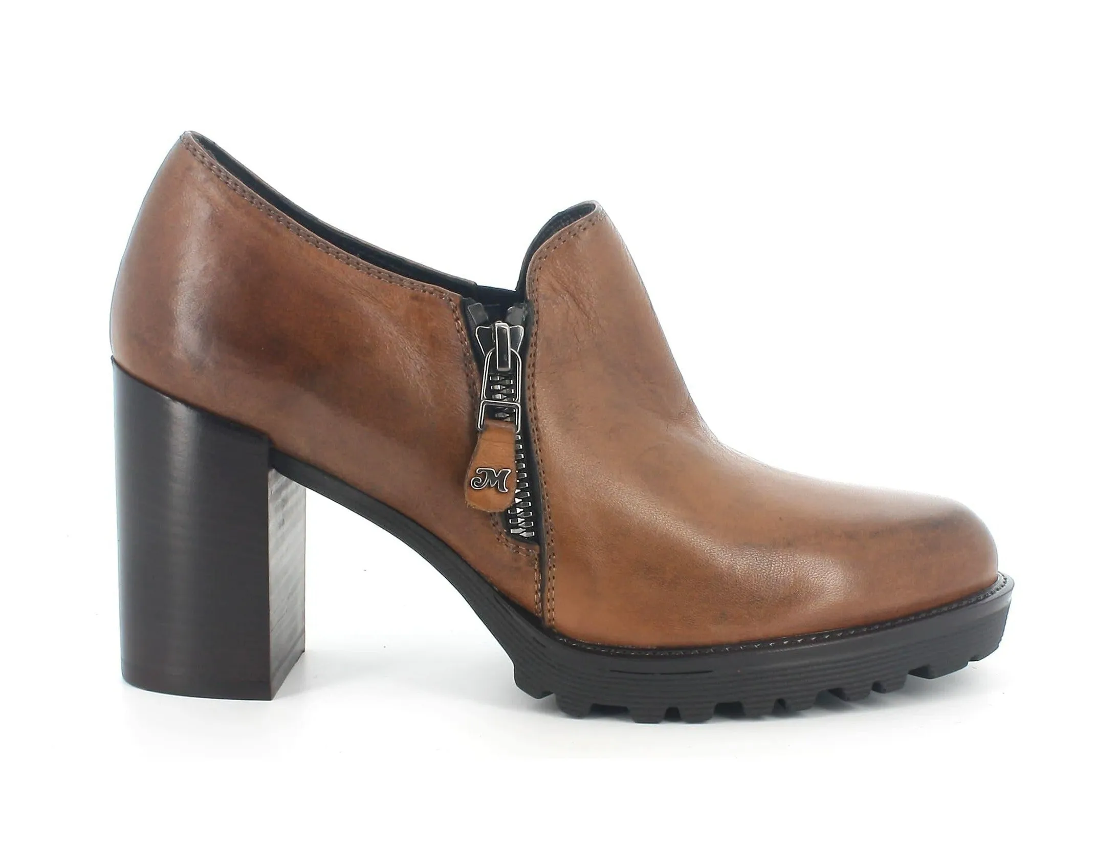 Melluso donna scarpa accollata in pelle con zip