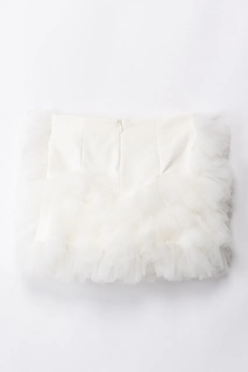 Minigonna con inserto in tulle PANNA CHIARO