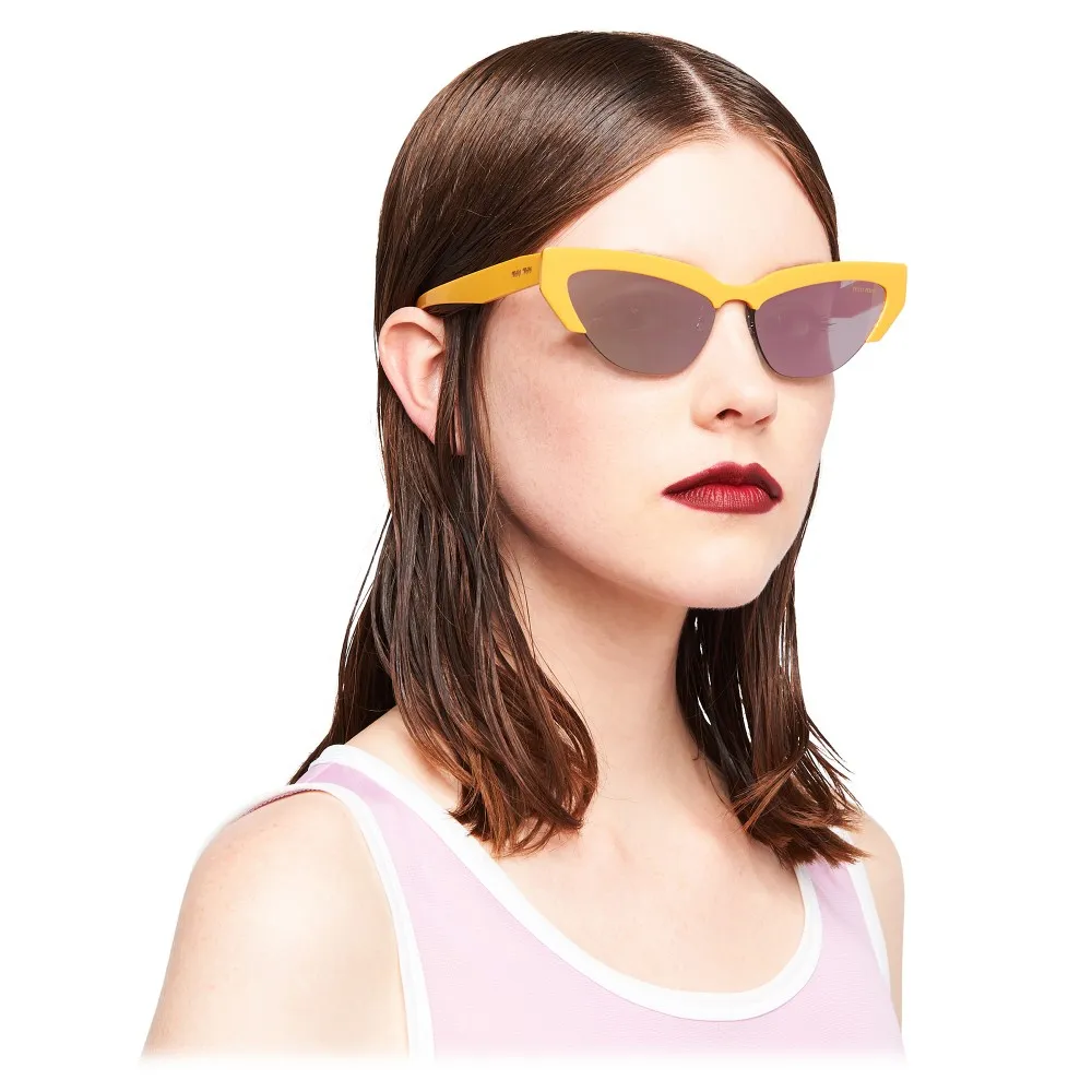 Miu Miu - Occhiali Miu Miu da Sfilata - Cat Eye - Arancio Rosa Specchiato - Occhiali da Sole - Miu Miu Eyewear