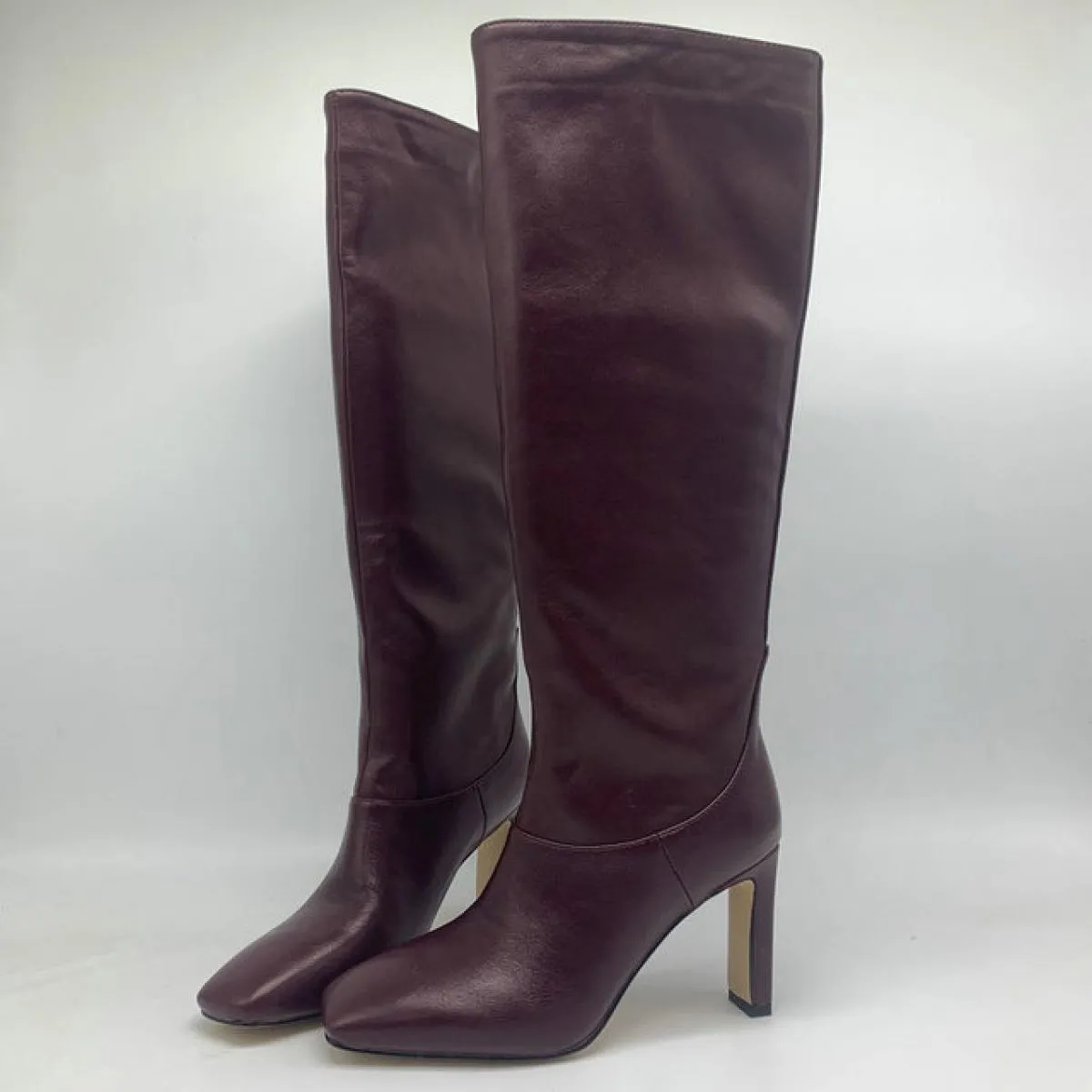 Moda Donna Stivali alti al ginocchio Autunno Inverno Caldi scarpe da festa Donna Punta quadrata Stivali da moto con tacco alto S