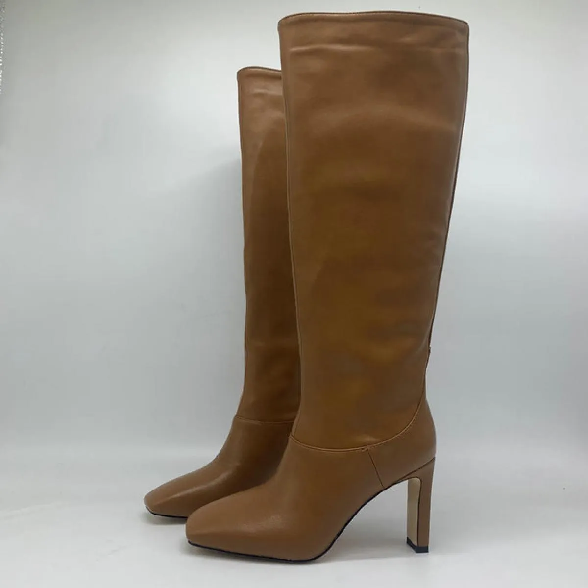 Moda Donna Stivali alti al ginocchio Autunno Inverno Caldi scarpe da festa Donna Punta quadrata Stivali da moto con tacco alto S