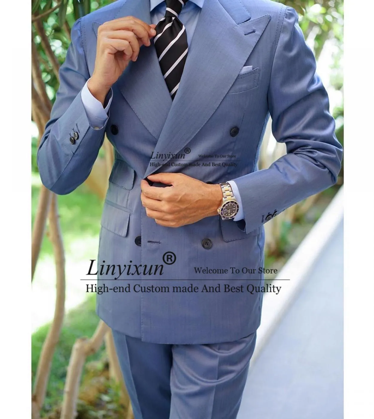 Moda Uomo Slim Abiti 3 pezzi Giacca Gilet Pant Set Formale Business Blazer Doppiopetto Matrimonio Sposo Smoking Terno M