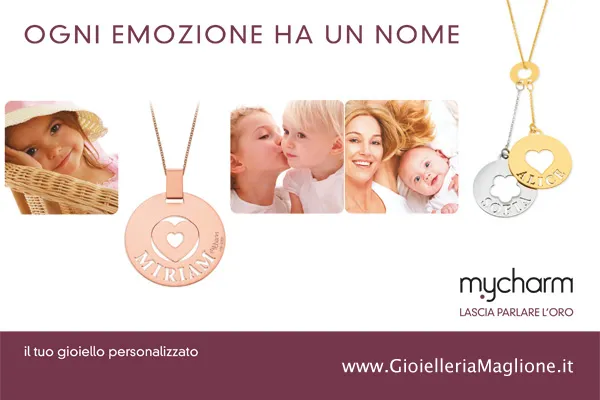 My Charm - 18K Yellow White or Rose Gold Big Heart Pendant customizable with name