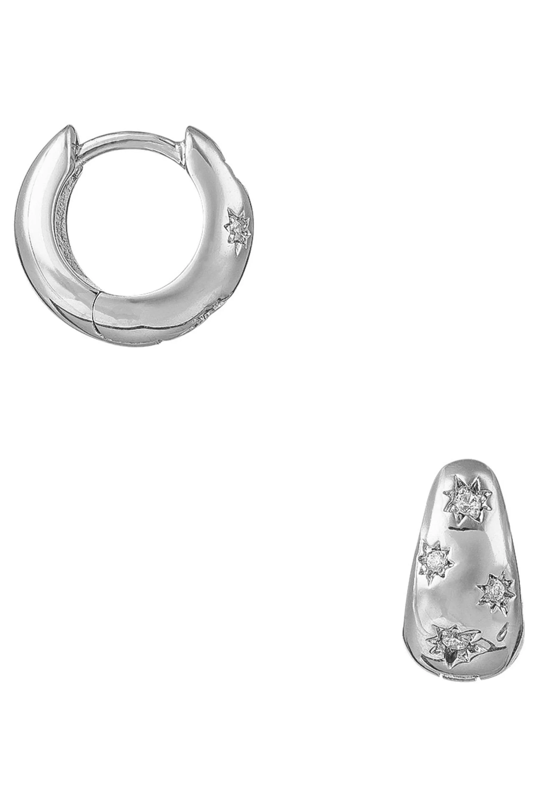 Orelia London Argento placcato - Starburst - Orecchini a cerchio stretti in fondo con cristalli incise