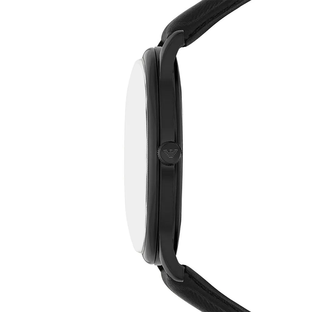 Orologio Al Quarzo Emporio Armani Ar11573 Cassa Rotonda Acciaio Nero 42 mm Quadrante Nero Cinturino Pelle Nero
