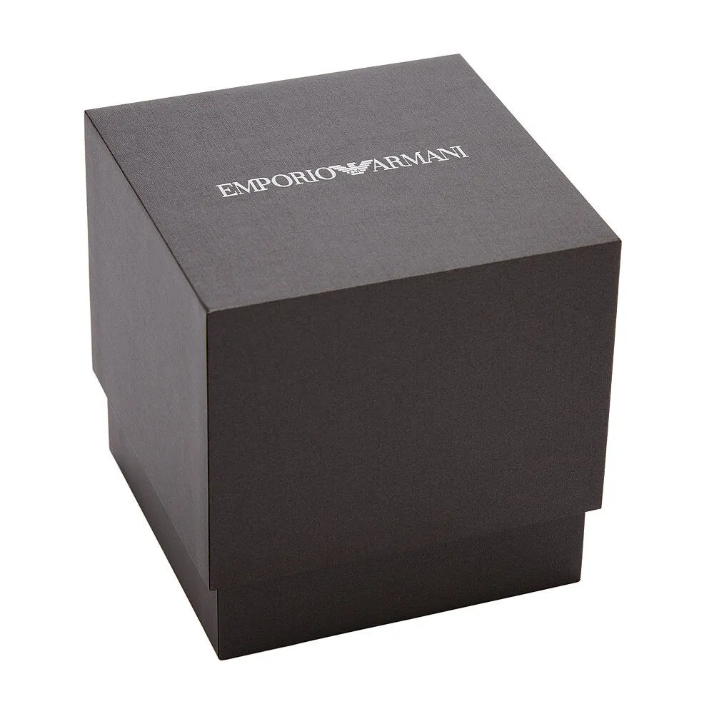 Orologio Al Quarzo Emporio Armani Ar11573 Cassa Rotonda Acciaio Nero 42 mm Quadrante Nero Cinturino Pelle Nero