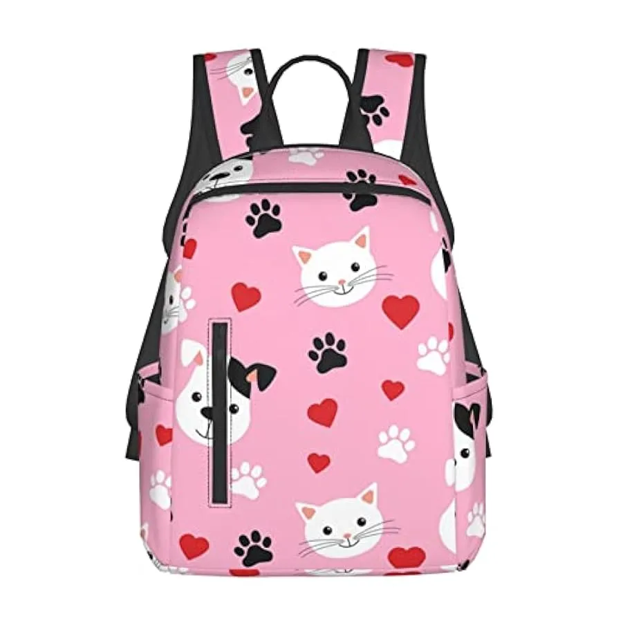 OTRAHCSD Zaino, carino cartone animato gatti e cani Lightweigh zaino per uomo donna, zaino casual per escursionismo, campeggio, 