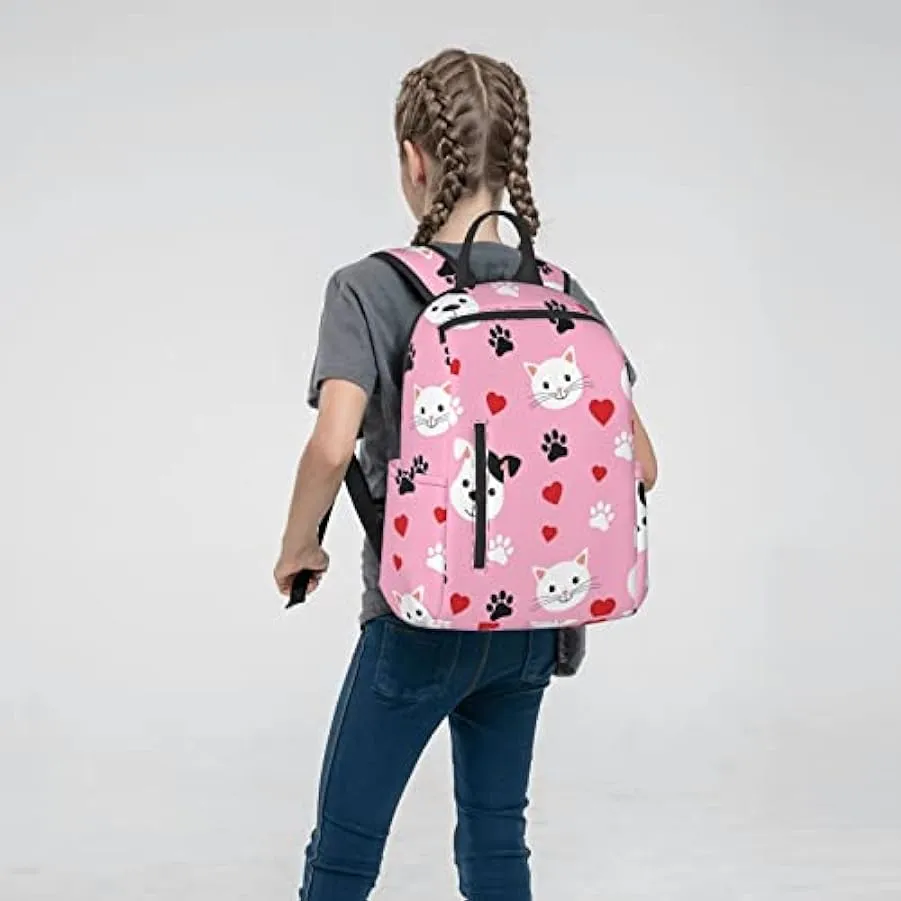OTRAHCSD Zaino, carino cartone animato gatti e cani Lightweigh zaino per uomo donna, zaino casual per escursionismo, campeggio, 