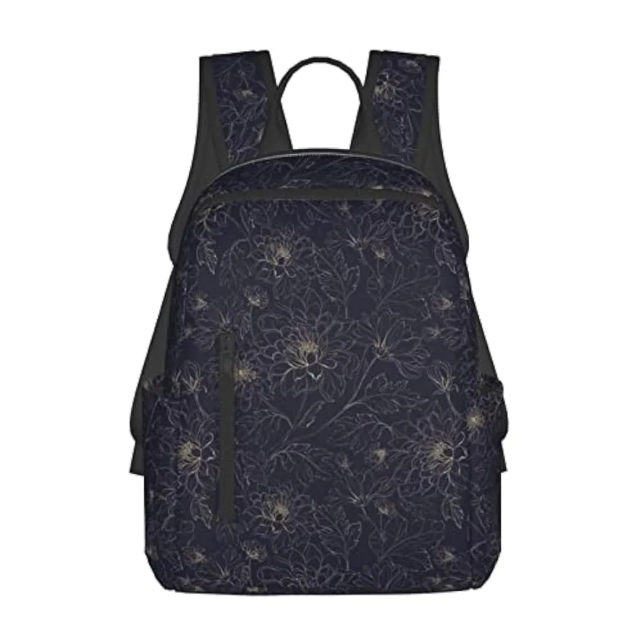 OTRAHCSD Zaino dorato con fiori di crisantemo leggero per uomo donna, zaino casual per escursionismo, campeggio, viaggi, attivit
