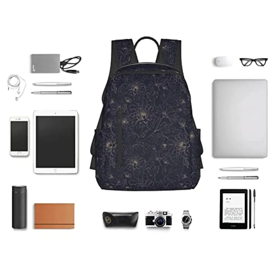 OTRAHCSD Zaino dorato con fiori di crisantemo leggero per uomo donna, zaino casual per escursionismo, campeggio, viaggi, attivit