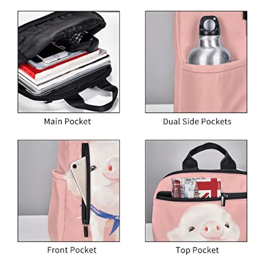 OTRAHCSD Zaino, Pink Pig Lightweigh zaino per uomini e donne, zaino casual per escursioni, campeggio, viaggi, all’aperto 1337043
