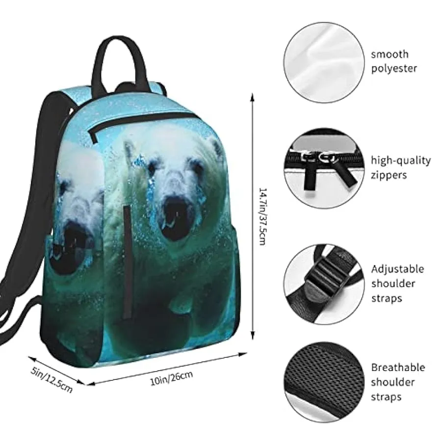 OTRAHCSD Zaino, Polar Bears in the Water Lightweigh Zaino per uomo donna, casual per escursionismo, campeggio, viaggi, attività 