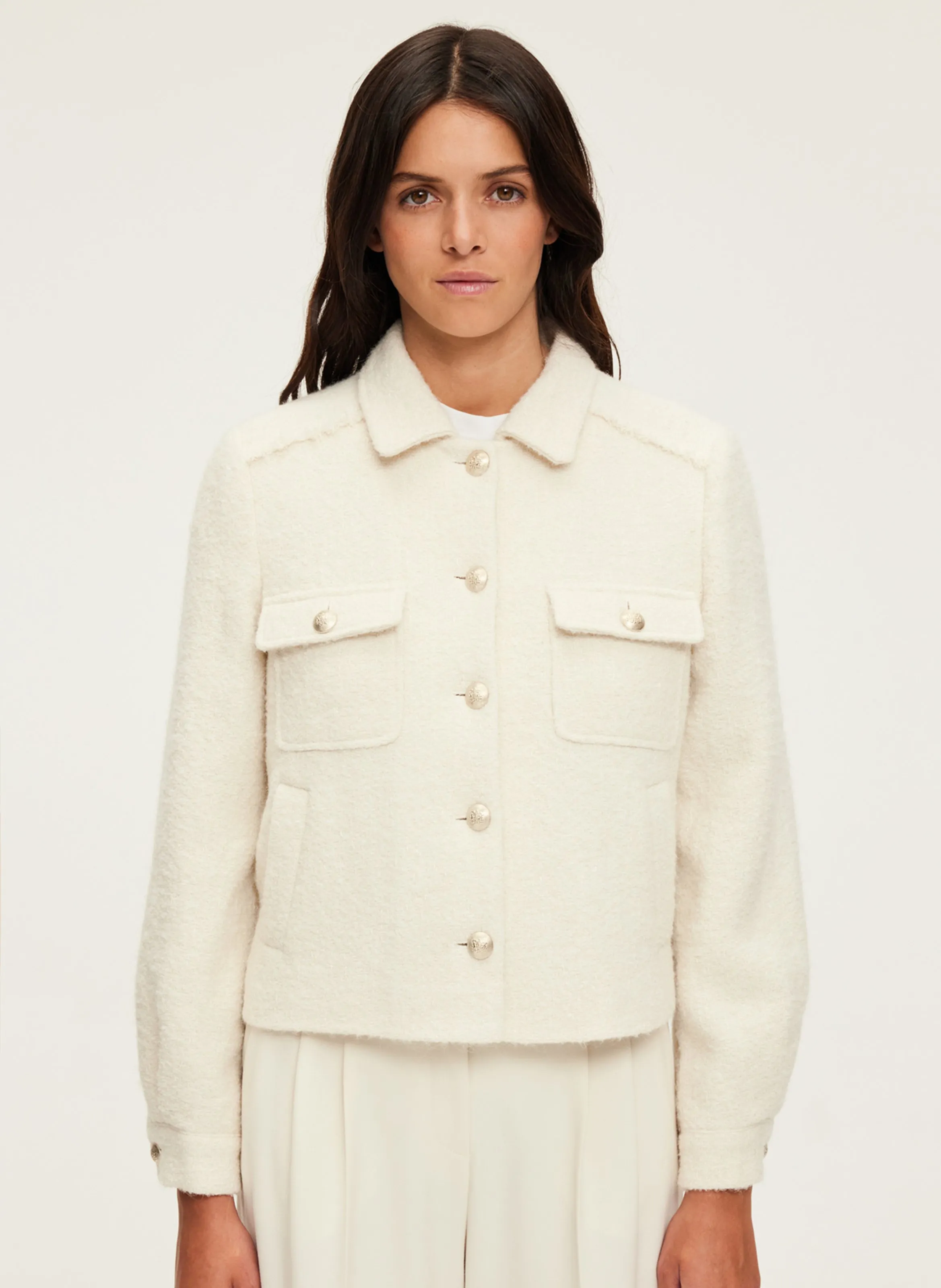 PABLO   MARGUERITE - Giacca corta in misto cotone e lana | Beige