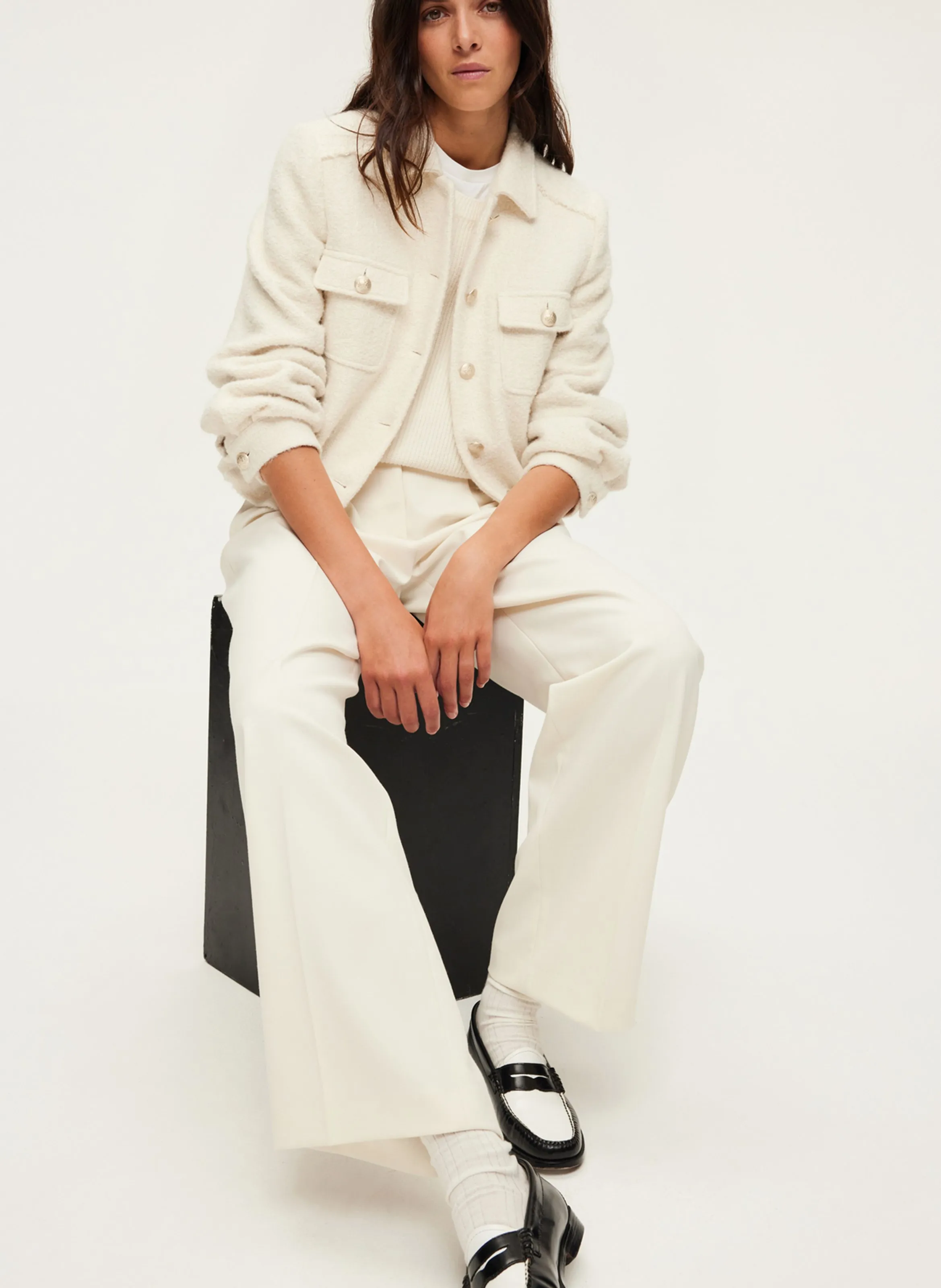  PABLO   MARGUERITE - Giacca corta in misto cotone e lana | Beige