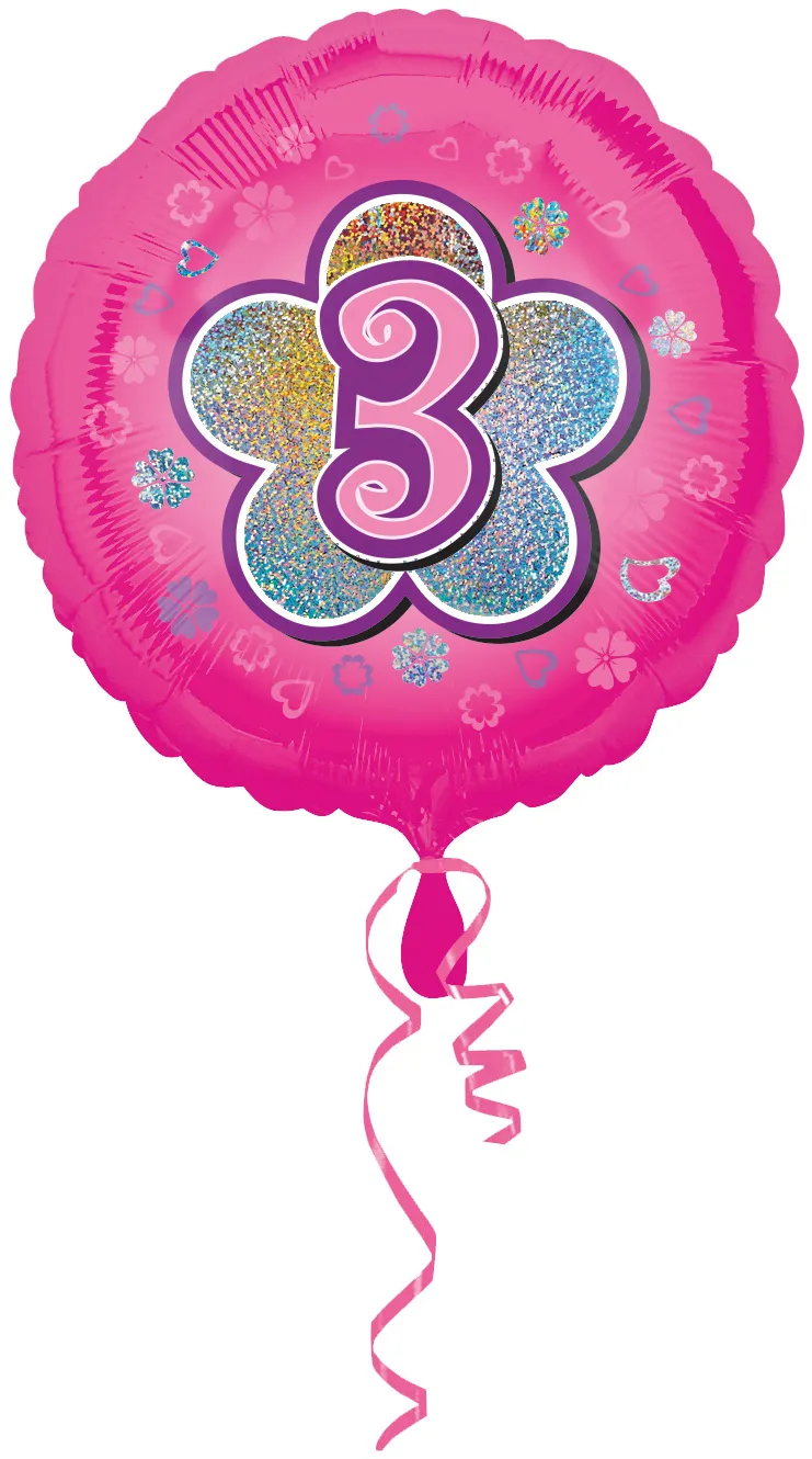 Palloncino numero 3 in rosa