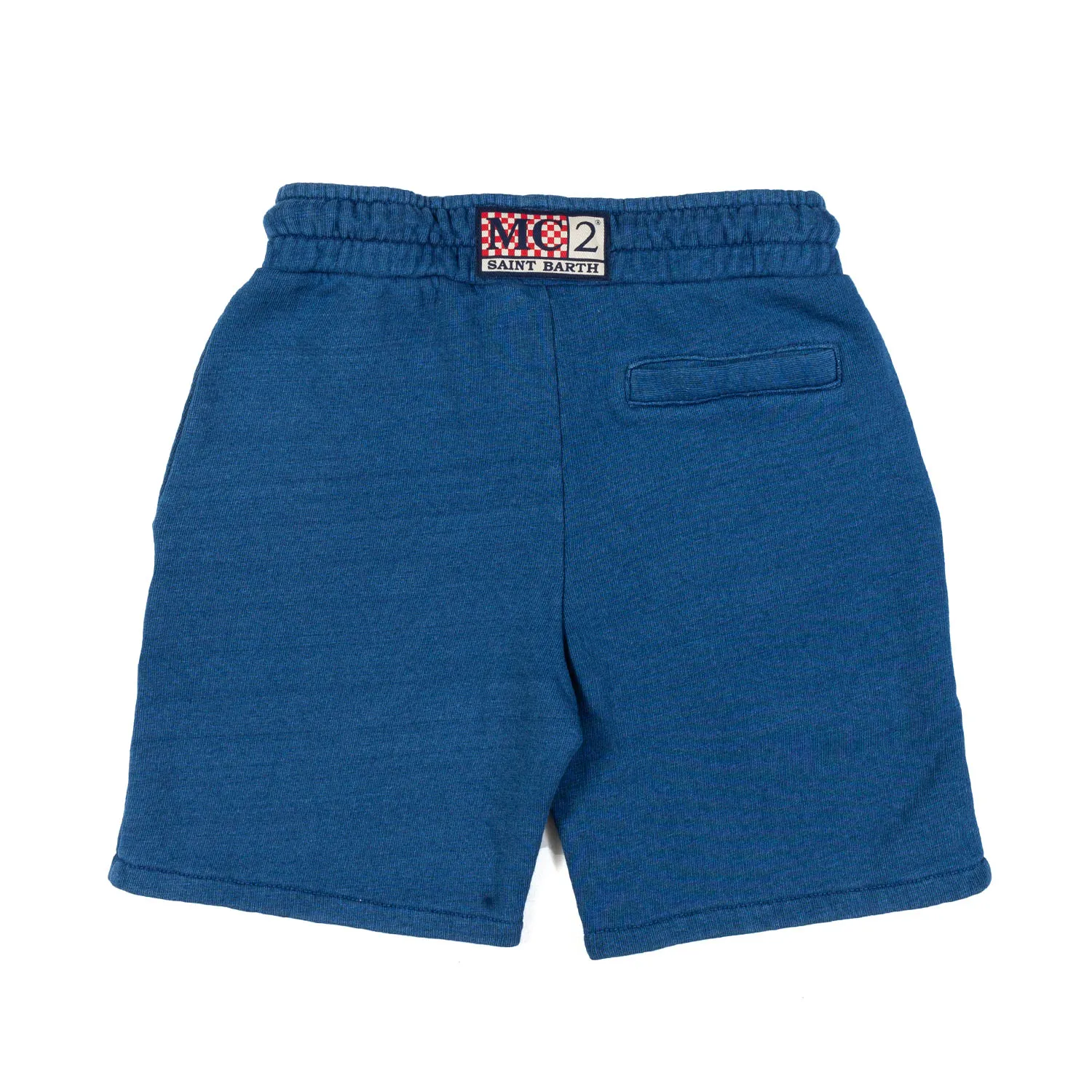 Pantaloncini Di Cotone Blu Con Logo