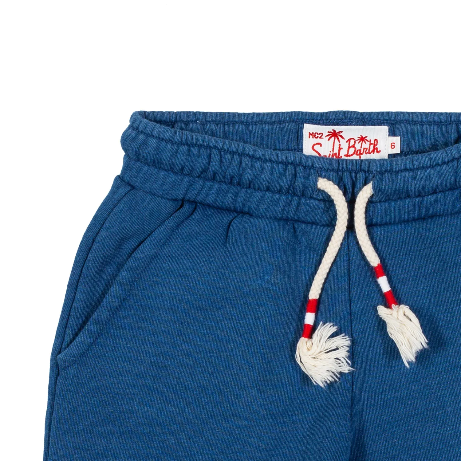 Pantaloncini Di Cotone Blu Con Logo
