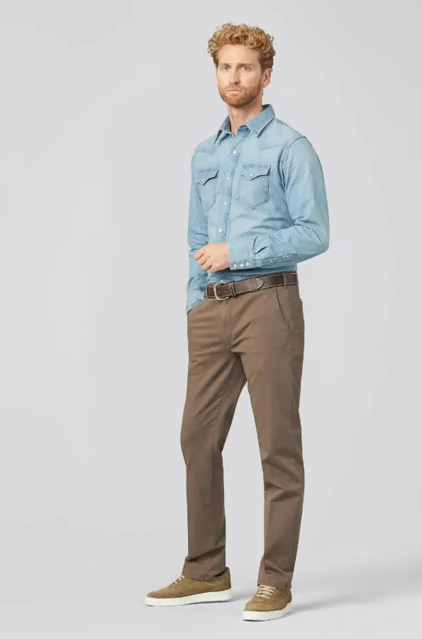 Pantalone color pietra meyer in cotone stretch drop quattro comfort fit