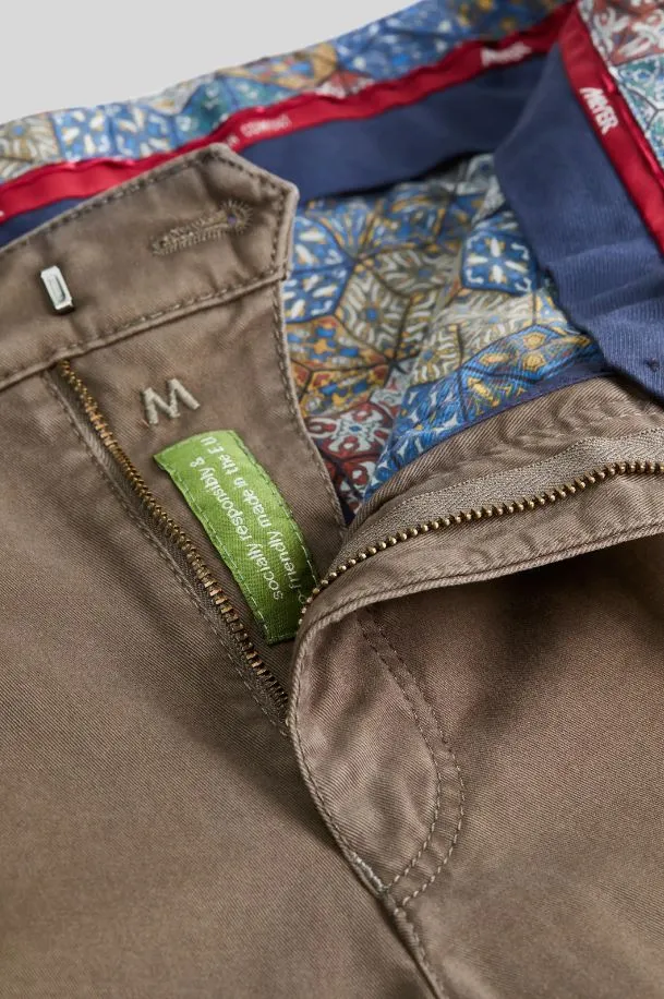 Pantalone color pietra meyer in cotone stretch drop quattro comfort fit