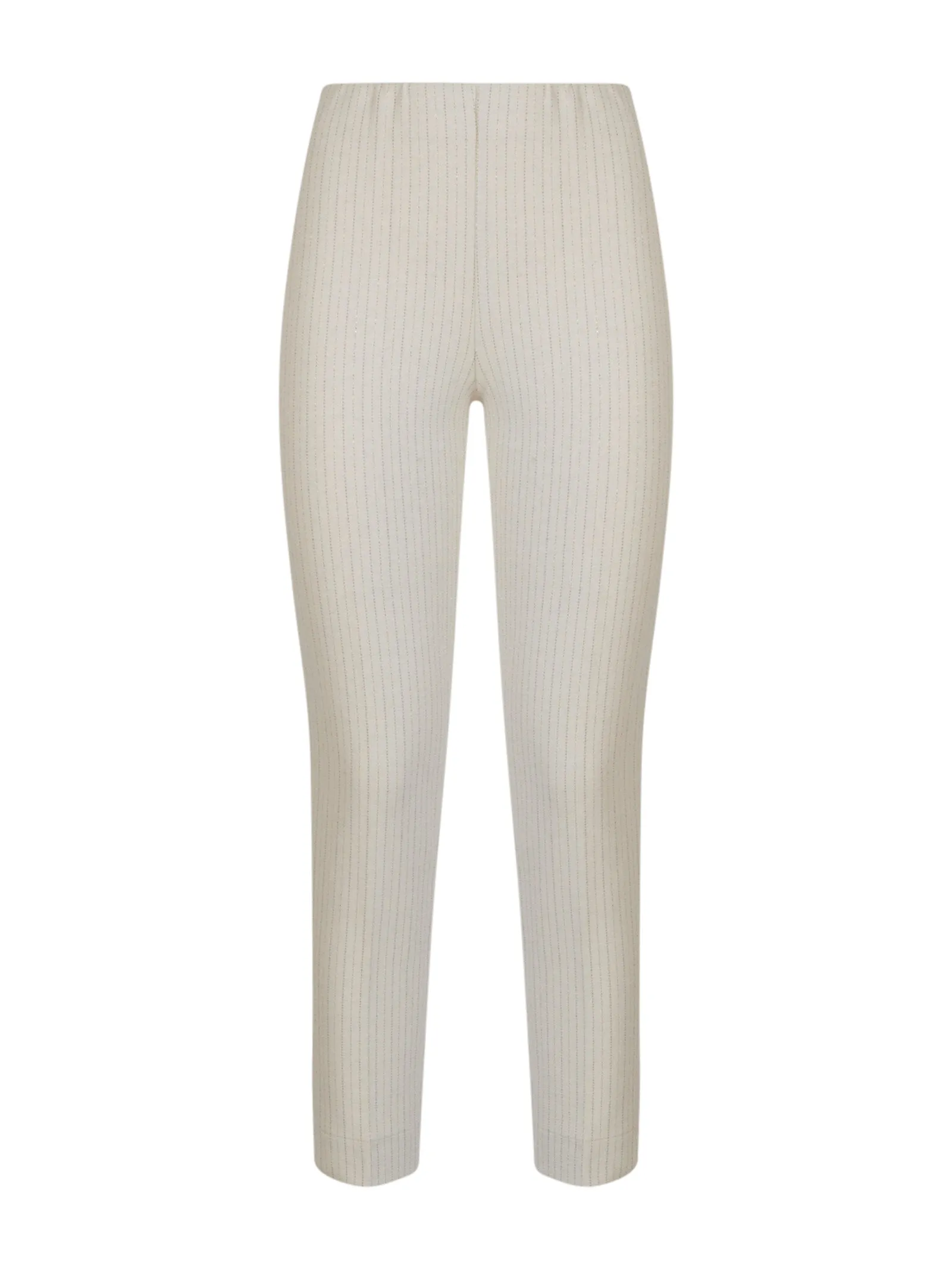 Pantalone gessato a sigaretta in tessuto Eco Jacquard - Fant.Avorio